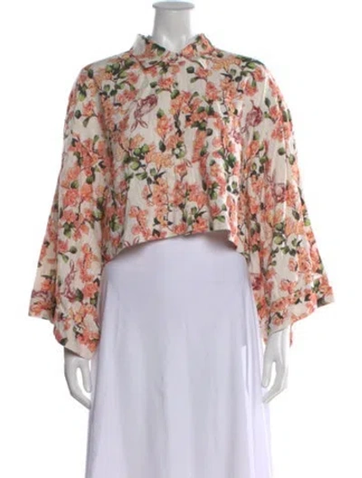 Pre-owned Coniglio Palm Beach Floral Print Short Sleeve Top In Multi