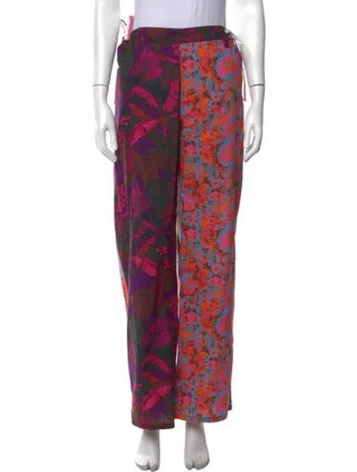 Pre-owned Coniglio Palm Beach Floral Print Wide Leg Pants In Multicolor