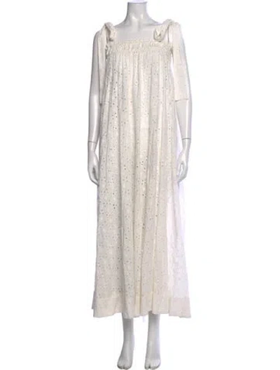 Pre-owned Coniglio Palm Beach Lace Pattern Long Dress In Neutrals