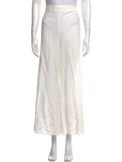 Pre-owned Coniglio Palm Beach Lace Pattern Wide Leg Pants In White