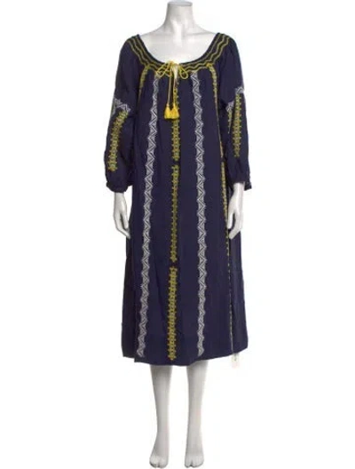 Pre-owned Coniglio Palm Beach Linen Long Dress In Blue