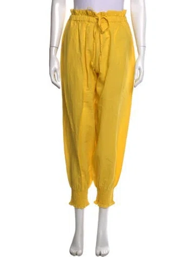 Pre-owned Coniglio Palm Beach Linen Wide Leg Pants In Yellow