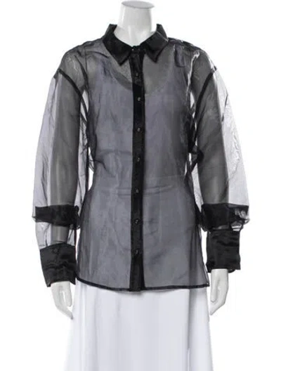 Pre-owned Coniglio Palm Beach Long Sleeve Button-up Top In Black