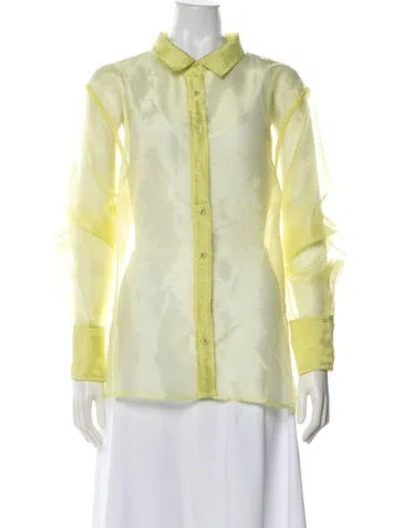 Pre-owned Coniglio Palm Beach Long Sleeve Button-up Top In Yellow