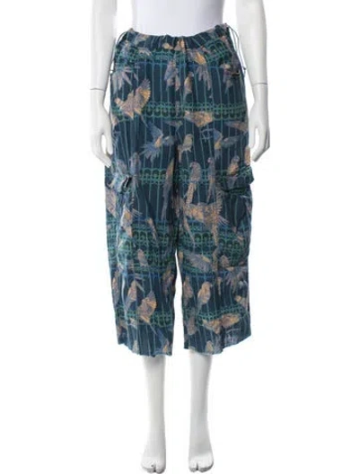 Pre-owned Coniglio Palm Beach Printed Wide Leg Pants In Blue