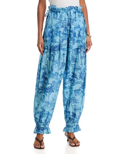 Coniglio Palm Beach Ruffle Hem Harem Pants In Blue
