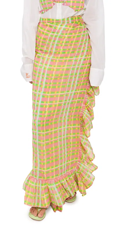 Coniglio Palm Beach Ruffle Power Pareo Brushstroke Plaid In Yellow