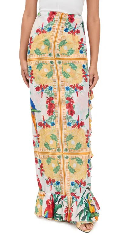 Coniglio Palm Beach Ruffle Power Pareo Tropical Aviary Ivory Breeze