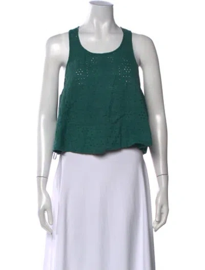 Pre-owned Coniglio Palm Beach Scoop Neck Sleeveless Crop Top In Green