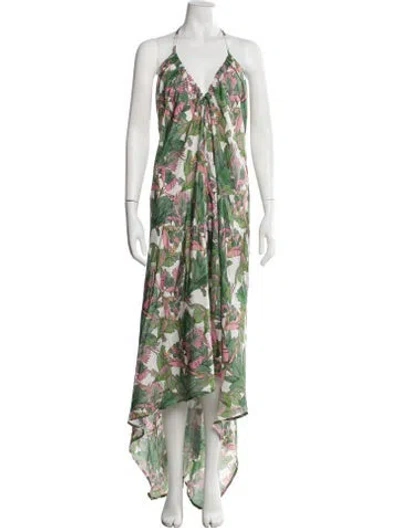 Pre-owned Coniglio Palm Beach Silk Long Dress In Green