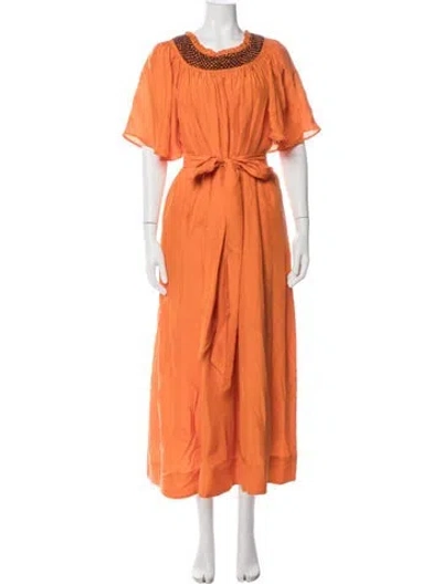 Pre-owned Coniglio Palm Beach Silk Long Dress In Orange