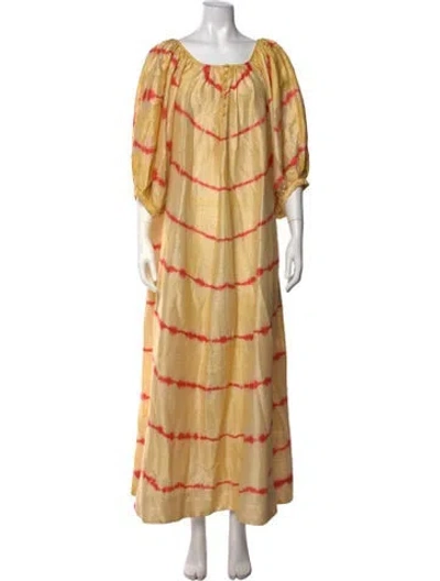 Pre-owned Coniglio Palm Beach Silk Long Dress In Yellow