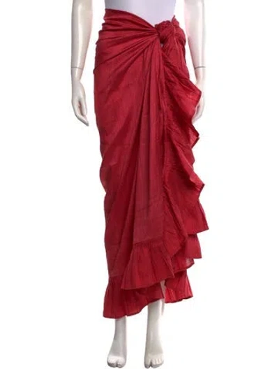 Pre-owned Coniglio Palm Beach Silk Long Skirt In Red
