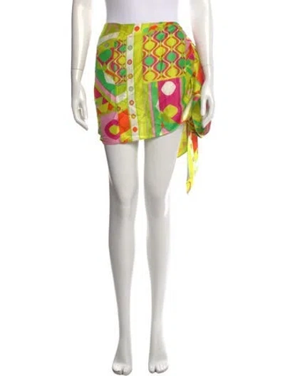 Pre-owned Coniglio Palm Beach Silk Mini Skirt In Multicolor