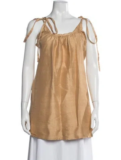 Pre-owned Coniglio Palm Beach Silk Scoop Neck Tunic In Neutral
