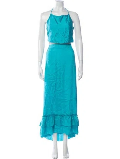 Pre-owned Coniglio Palm Beach Silk Skirt Set In Blue