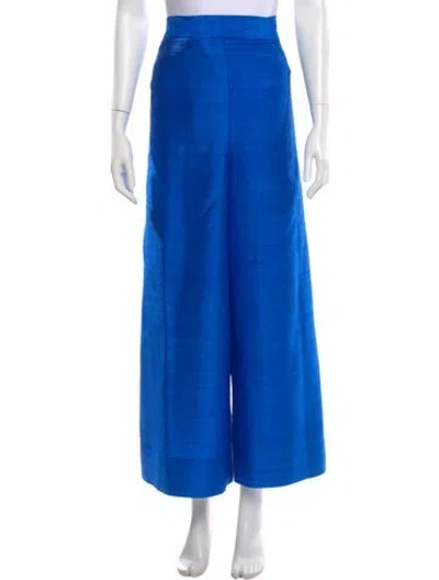 Pre-owned Coniglio Palm Beach Silk Wide Leg Pants In Blue