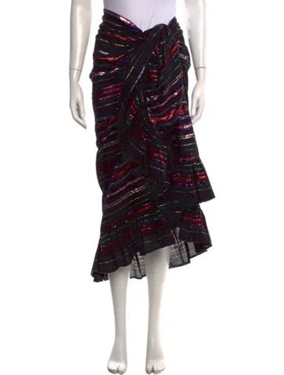 Pre-owned Coniglio Palm Beach Striped Long Skirt In Black