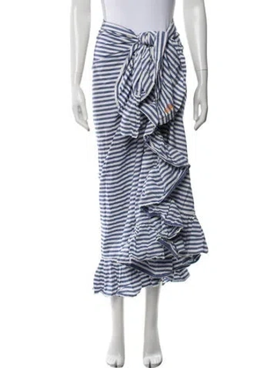 Pre-owned Coniglio Palm Beach Striped Ruffle Embellishment Cover-up In Blue