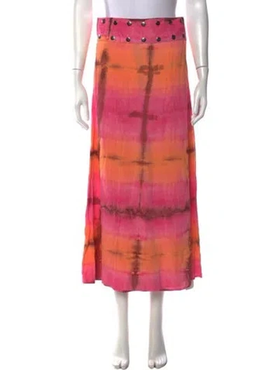 Pre-owned Coniglio Palm Beach Tie-dye Print Long Skirt In Pink