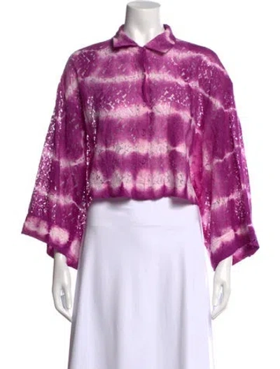 Pre-owned Coniglio Palm Beach Tie-dye Print Long Sleeve Top In Purple