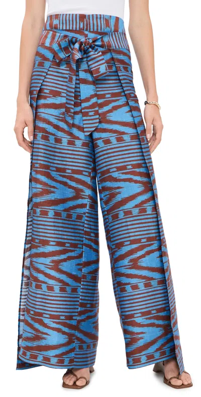 Coniglio Palm Beach Two Panel Wrap Pants Ikat Stripe Marble Azul