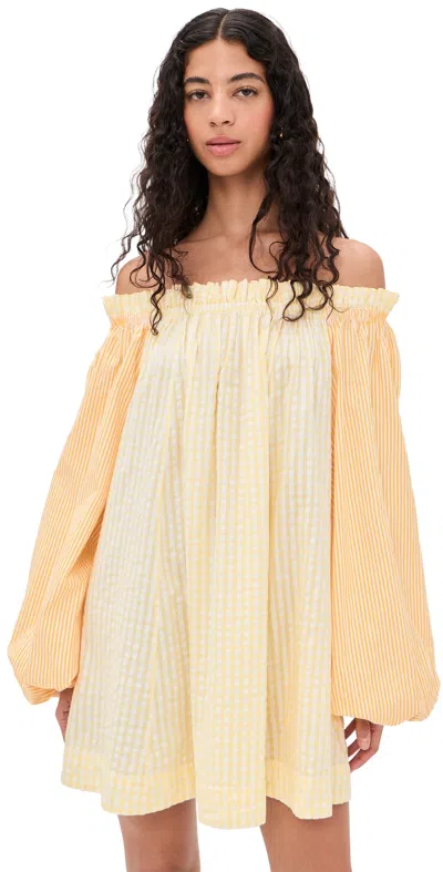 Coniglio Palm Beach Worth Mini Dress Daffodil Combo Stripe In Yellow