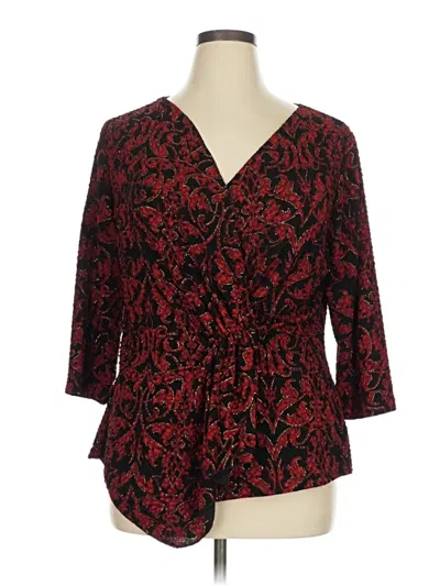 Pre-owned Connected Apparel 3/4 Sleeve Blouse In Red