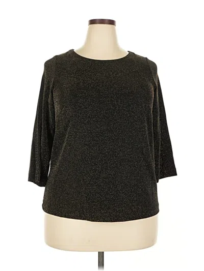 Pre-owned Connected Apparel 3/4 Sleeve Top Brown Boatneck Tops