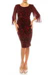 Connected Apparel Animal Print Sheath Dress In Red