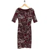 Connected Apparel Asymmetric Faux Wrap Body-con Dress In Multi
