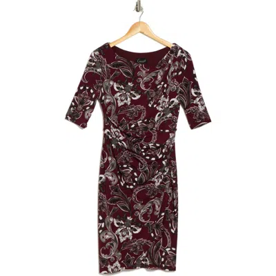 Connected Apparel Asymmetric Faux Wrap Body-con Dress In Multi