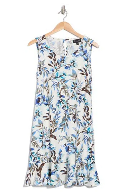 Connected Apparel Babydoll Sleeveless Dress In Blue