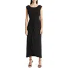 Connected Apparel Beaded Bodice Cap Sleeve Faux Wrap Cocktail Dress In Black