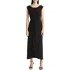Connected Apparel Beaded Bodice Cap Sleeve Faux Wrap Cocktail Dress In Black