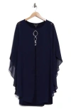 Connected Apparel Cape Dress In Navy