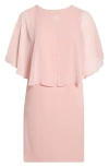 Connected Apparel Cape Midi Dress In Pink