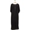 Connected Apparel Cape Sleeve Rhinestone Gown In Black