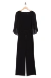 Connected Apparel Cape Sleeve Straight Leg Jumpsuit