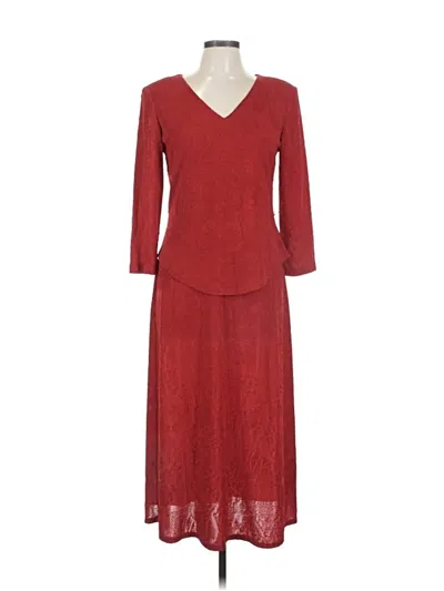 Pre-owned Connected Apparel Casual Dress In Burgundy