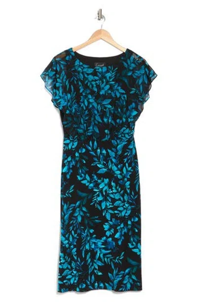 Connected Apparel Chiffon Overlay Midi Dress