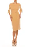 Connected Apparel Cocktail Sheath Dress In Camel