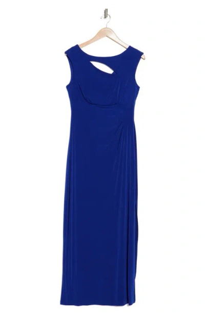 Connected Apparel Cutout Gown In Deep Cobalt