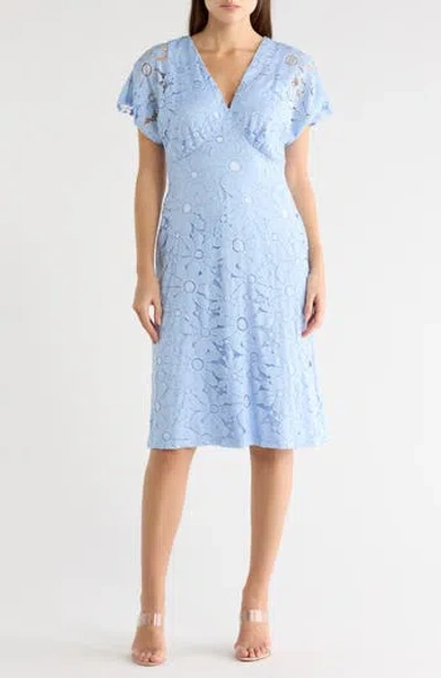 Connected Apparel Daisy Lace Dress In Blue