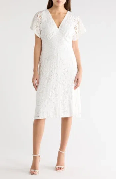 Connected Apparel Daisy Lace Dress In White