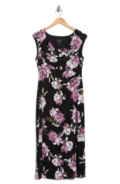 Connected Apparel Drape Neck Midi Dress