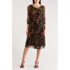 Connected Apparel Elbow Length Sleeve Mesh Dress In Multi