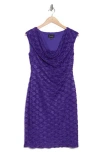 Connected Apparel Eyelash Shimmer Mesh Cocktail Dress In Violet