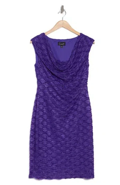 Connected Apparel Eyelash Shimmer Mesh Cocktail Dress In Violet