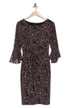 Connected Apparel Faux Wrap Dress In Black